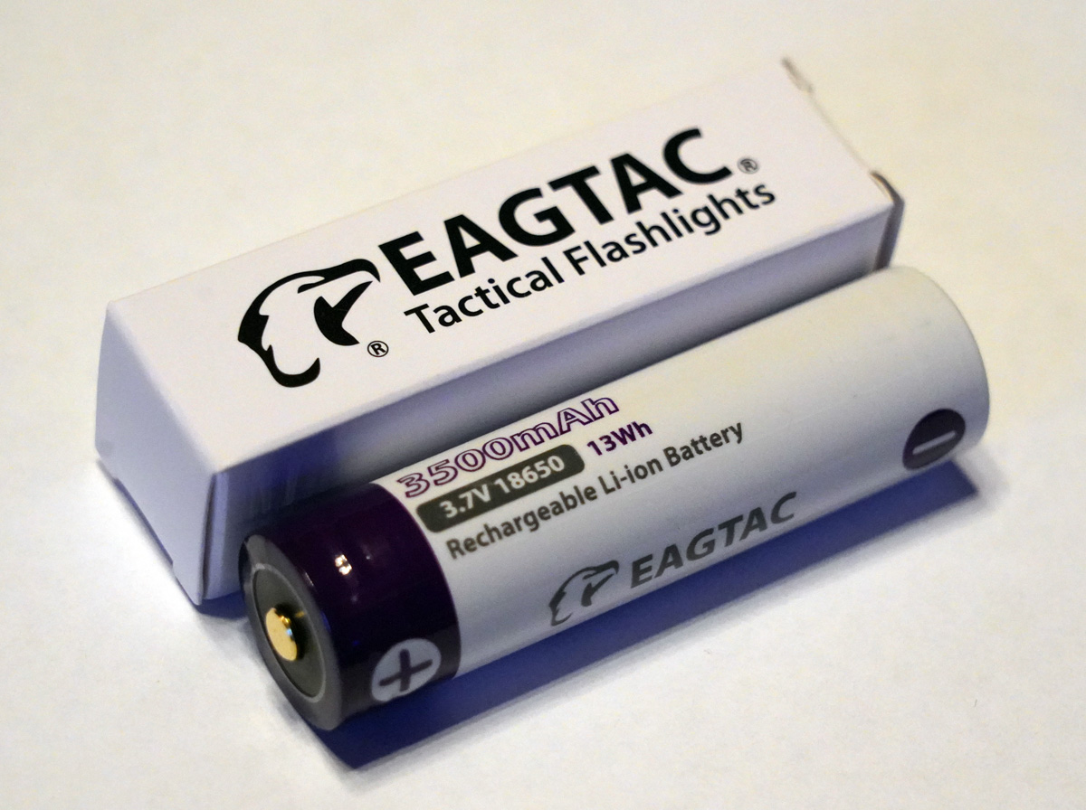 EAGTAC 18650 Lithium Akku, 3500mAh, protected