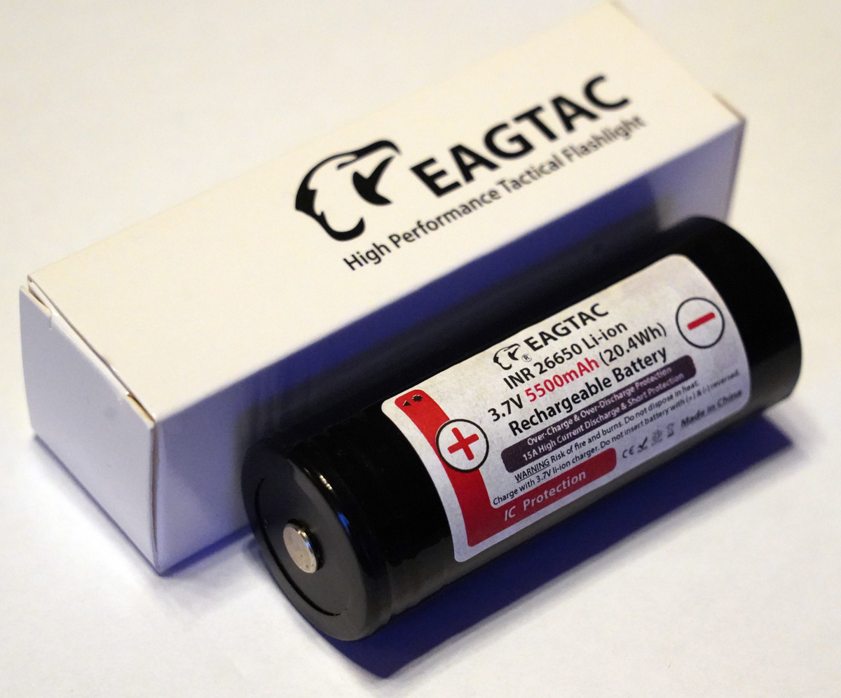 EAGTAC 26650 Lithium Akku, 5500mAh, protected